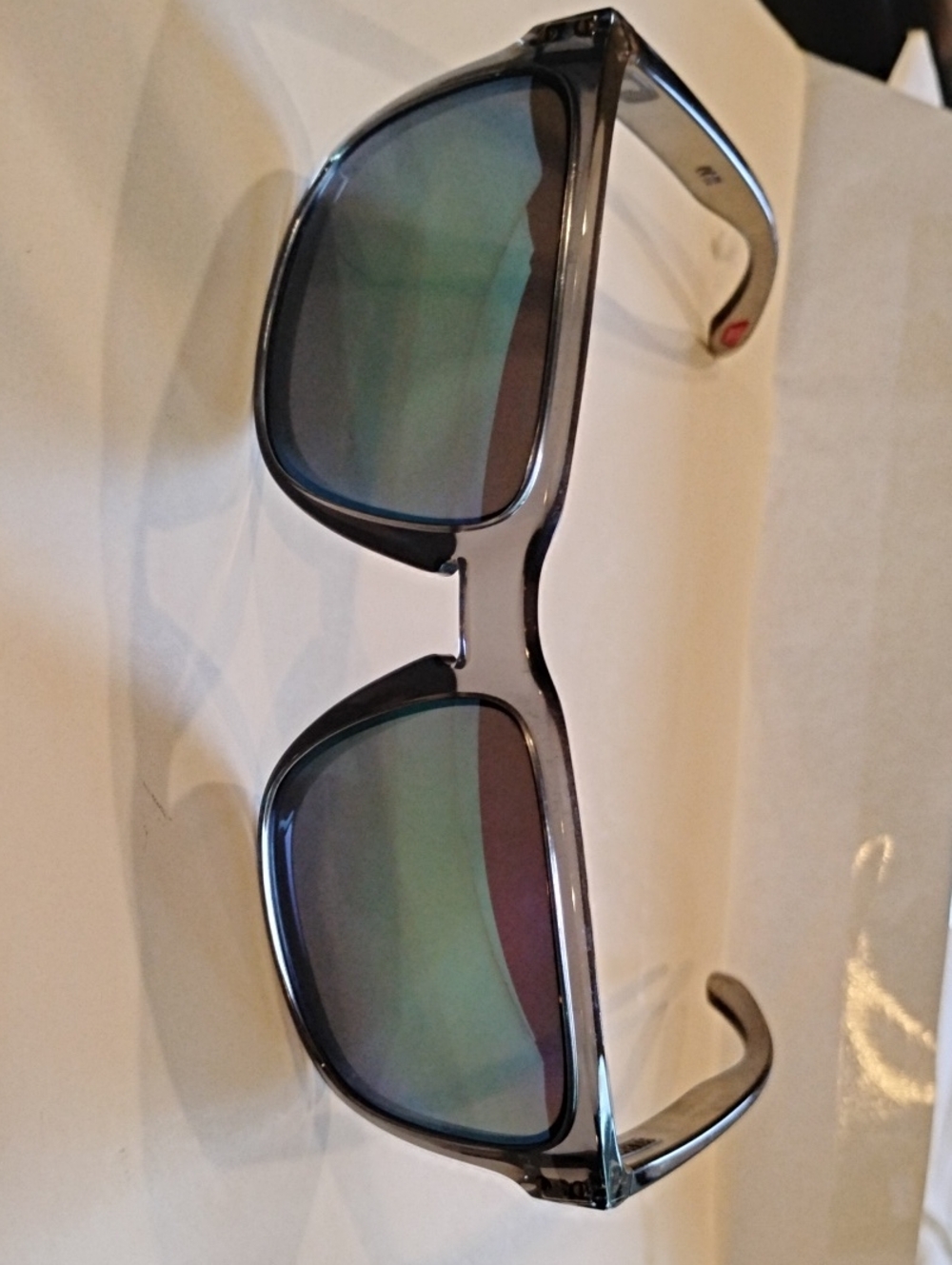 Oakley Grey Andb Black Frame Sunglasses with Green Mirrored Lenses